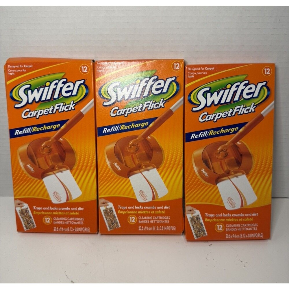 Swiffer CarpetFlick Refill Recharge 36 Ct Tot Lot of 3 Sealed Discontinued